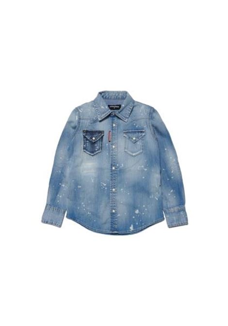Camicia denim con effetto vernice DSQUARED2 JUNIOR | DQ02DG D0A7EDQ01